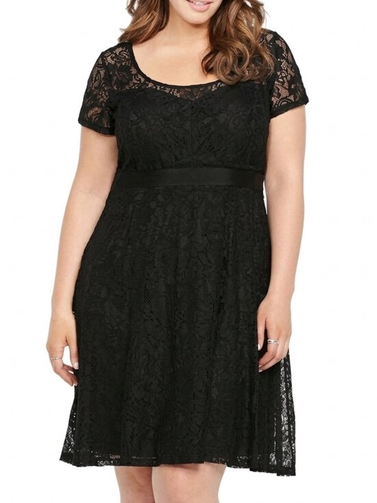 torrid Dresses & Skirts - TORRID Plus Size Illusion Yoke Lace Dress Black Short Sleeve Party Whimsigoth 18